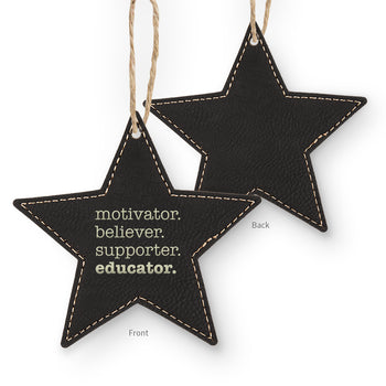 Motivator. Believer. Supporter. Educator. Rustic Ornament