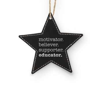 Motivator. Believer. Supporter. Educator. Rustic Ornament