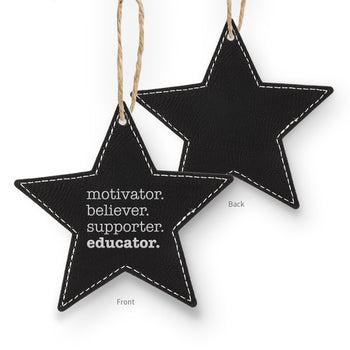 Motivator. Believer. Supporter. Educator. Rustic Ornament