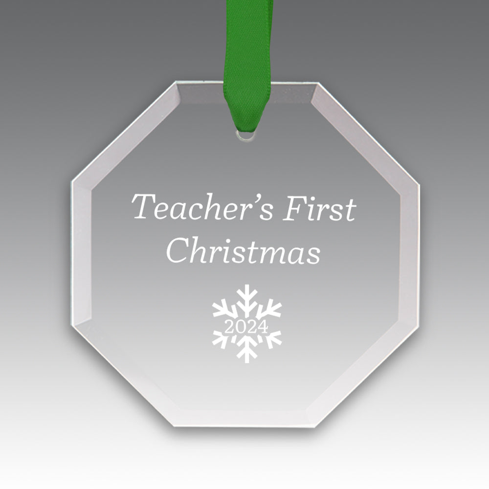 Teacher's First Christmas Crystal Suncathcer Ornament