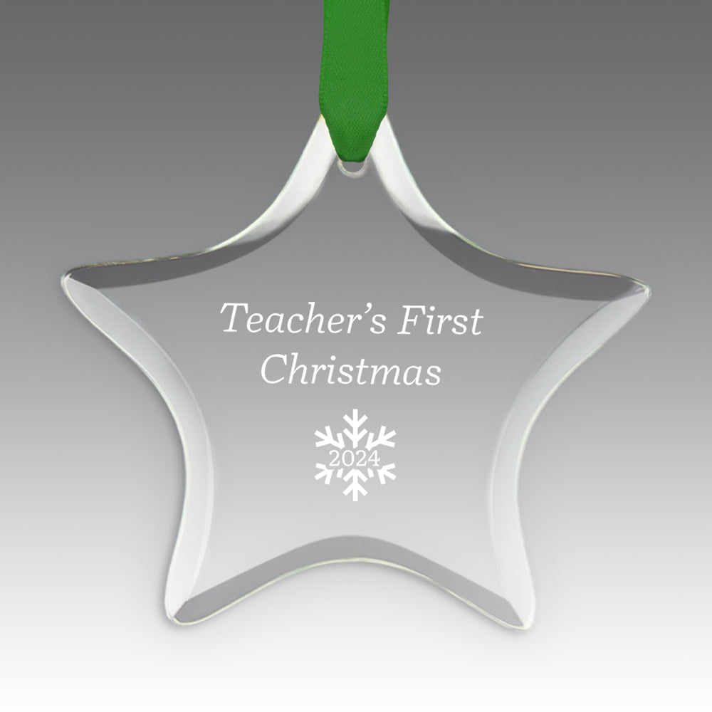 Teacher's First Christmas Crystal Suncathcer Ornament