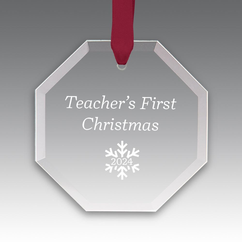 Teacher's First Christmas Crystal Suncathcer Ornament