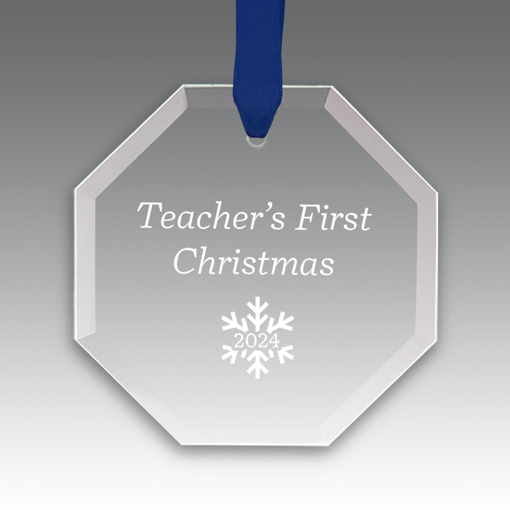 Teacher's First Christmas Crystal Suncathcer Ornament