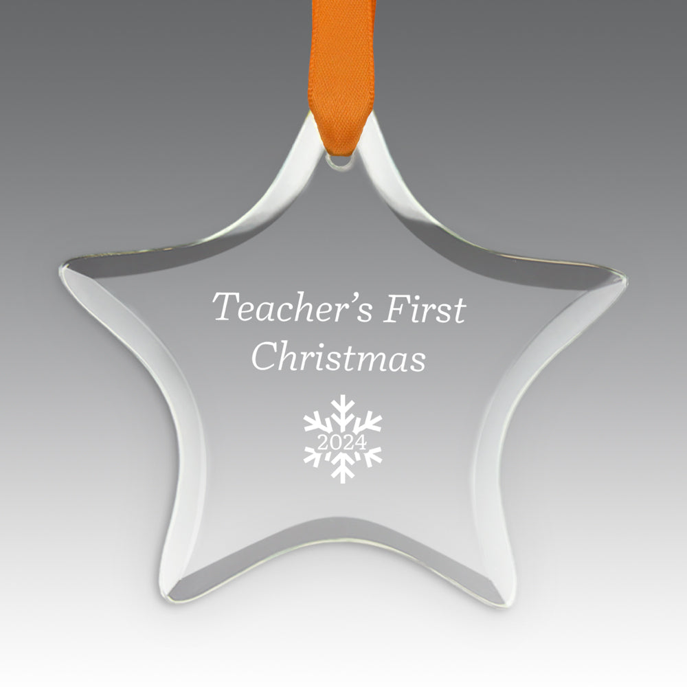 Teacher's First Christmas Crystal Suncathcer Ornament