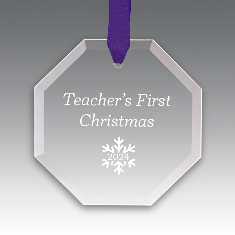 Teacher's First Christmas Crystal Suncathcer Ornament