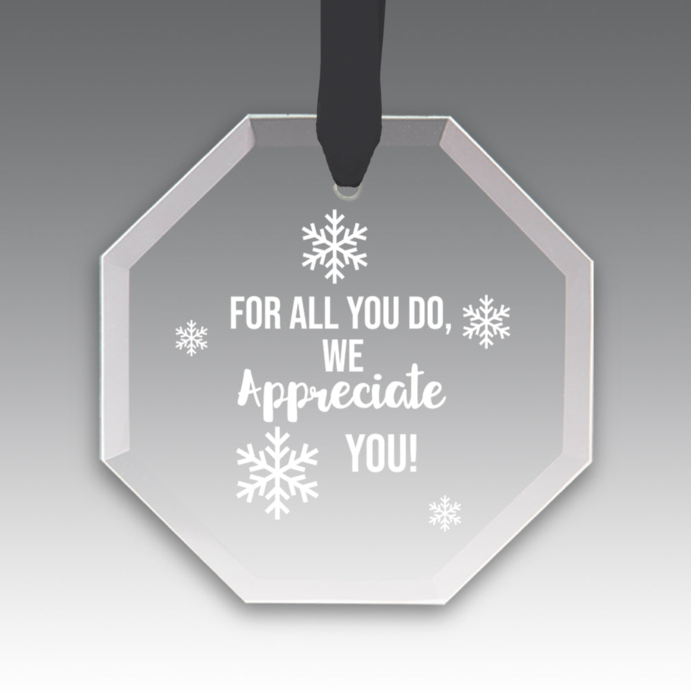We Appreciate You Crystal Suncatcher Ornament