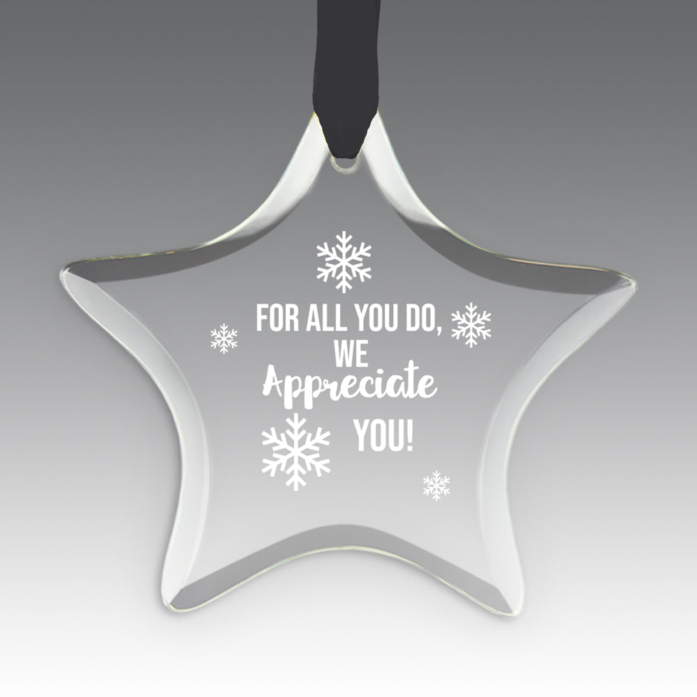 We Appreciate You Crystal Suncatcher Ornament