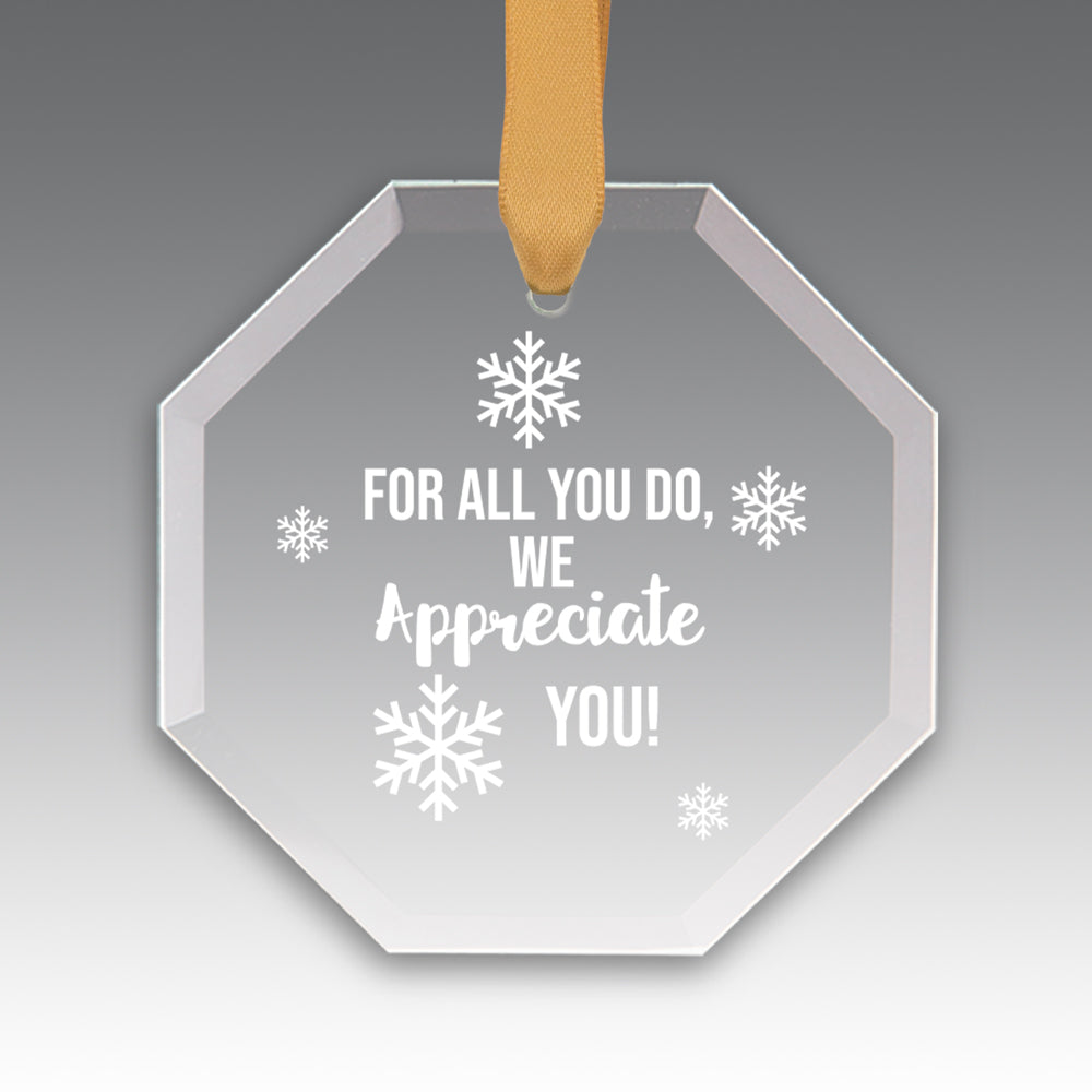 We Appreciate You Crystal Suncatcher Ornament
