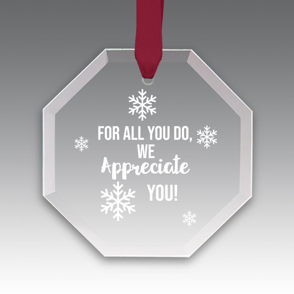 We Appreciate You Crystal Suncatcher Ornament