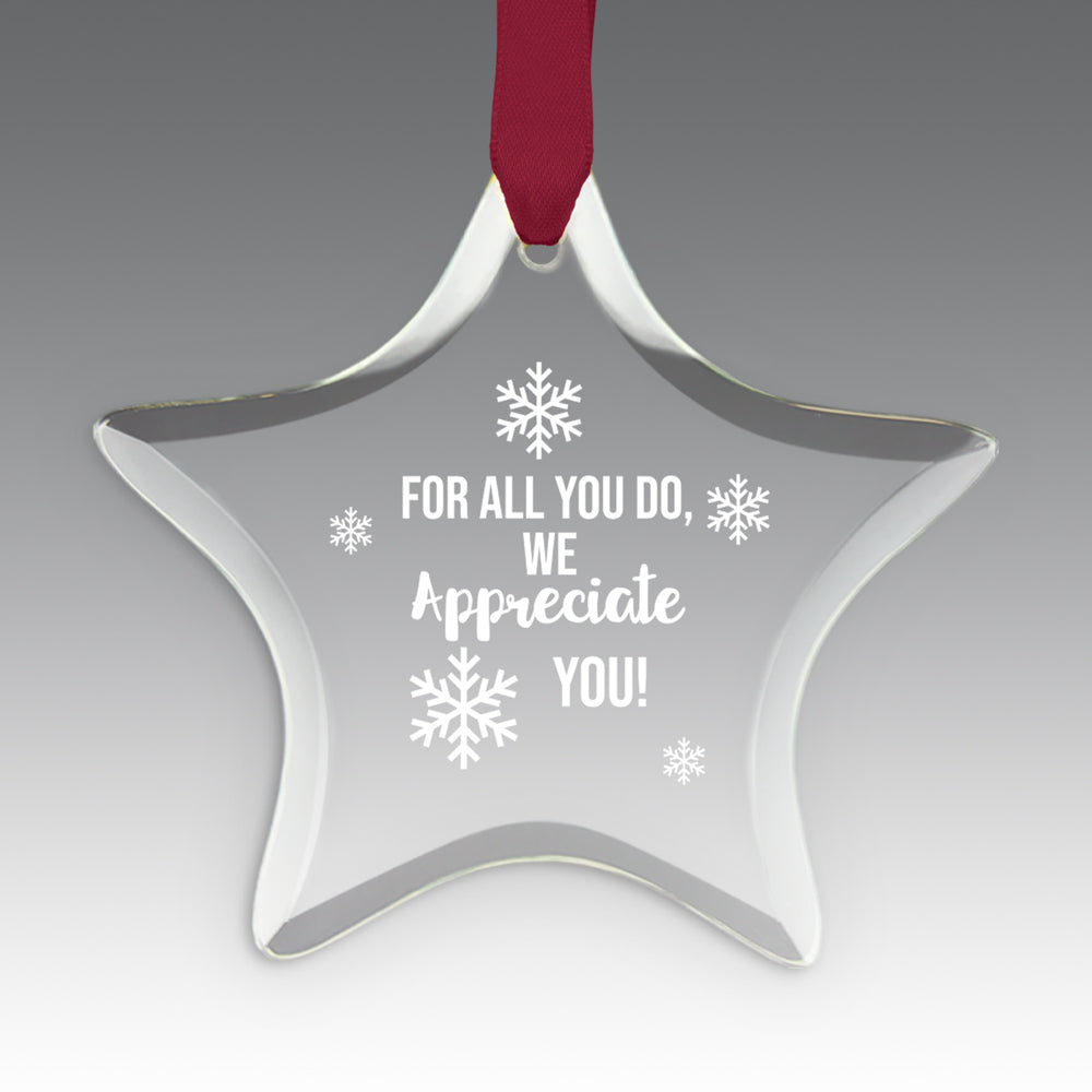 We Appreciate You Crystal Suncatcher Ornament