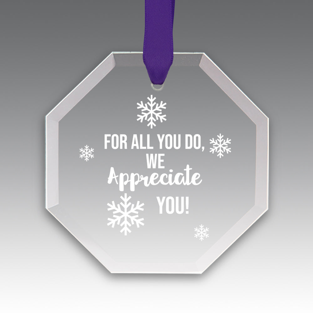 We Appreciate You Crystal Suncatcher Ornament