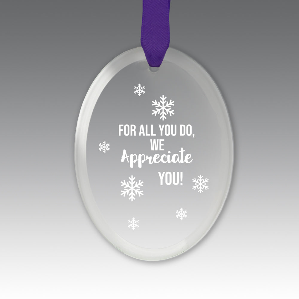 We Appreciate You Crystal Suncatcher Ornament