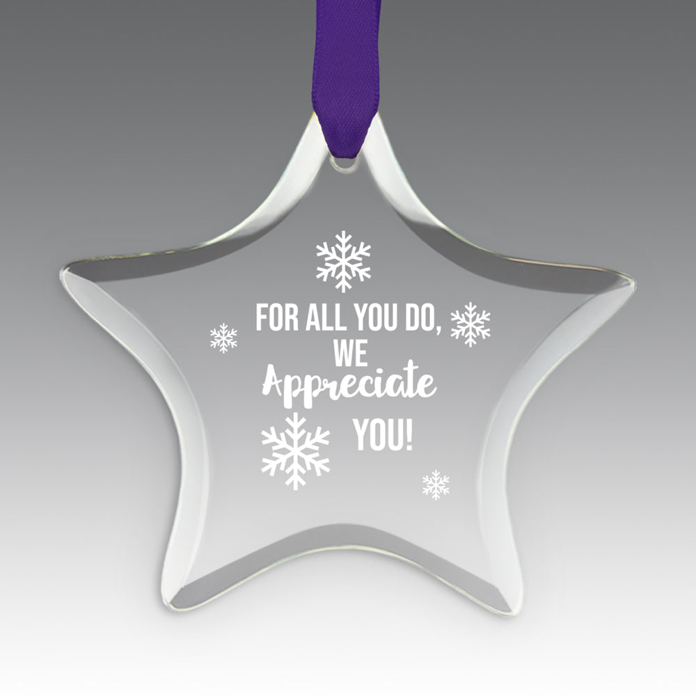 We Appreciate You Crystal Suncatcher Ornament