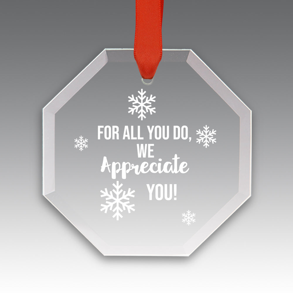We Appreciate You Crystal Suncatcher Ornament