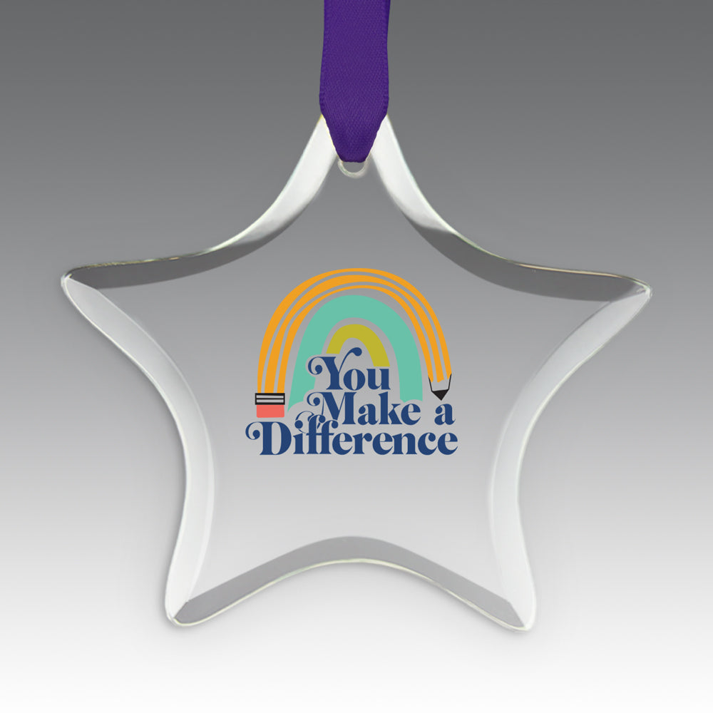 You Make a  Difference Crystal Suncatcher Ornament