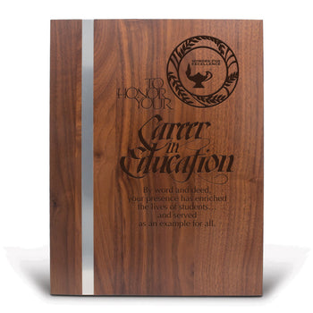Walnut Plaque With Metal Strip