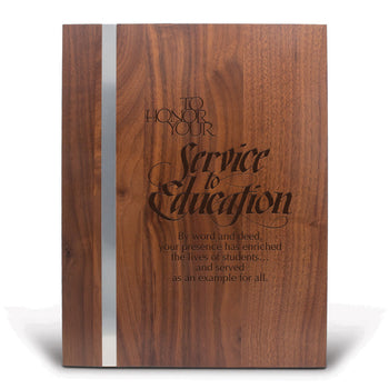 Walnut Plaque With Metal Strip
