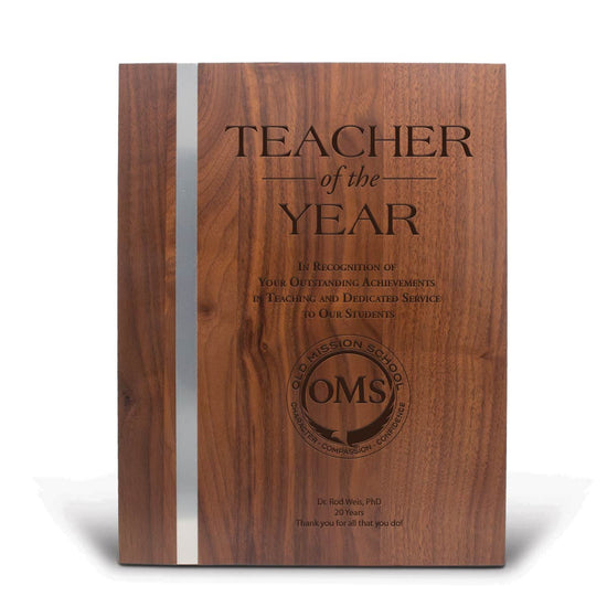 Walnut Plaque With Metal Strip