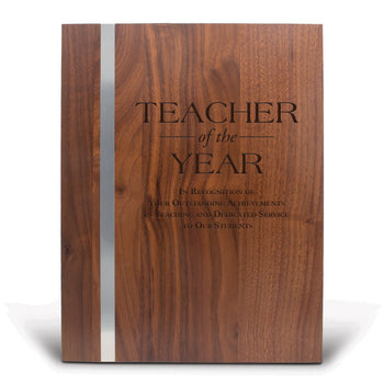 Walnut Plaque With Metal Strip