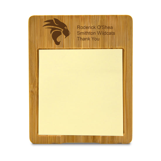 bamboo sticky note holder with 3x3 pad and customization