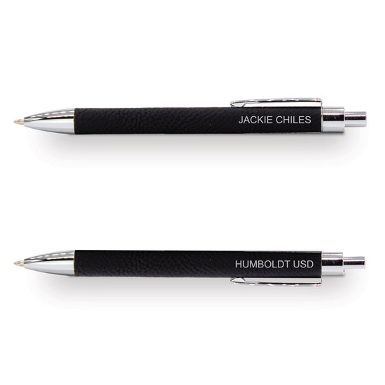 2 textured grip ballpoint pens with stainless steel clip and personalization

  