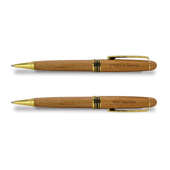 2 Alderwood twist action ballpoint pen with personalization
