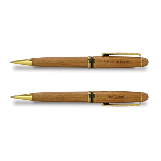 2 Alderwood twist action ballpoint pen with personalization