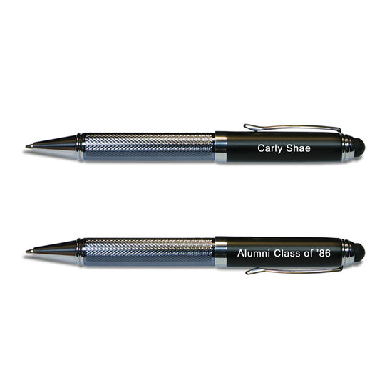 2 twist action ballpoint pen with stylus and personalization