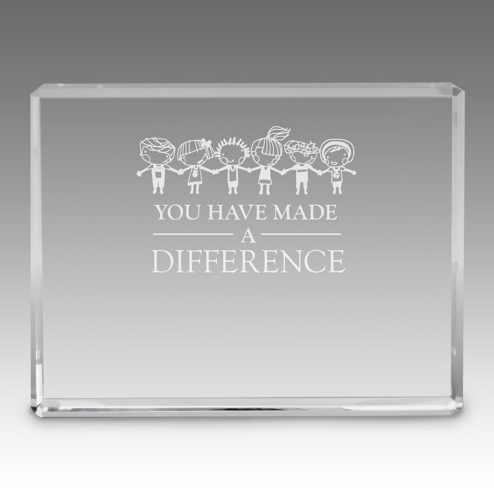 Etched Optic Crystal Paperweight