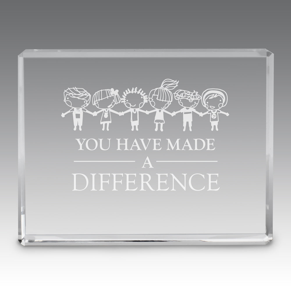 Etched Optic Crystal Paperweight