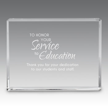 Etched Optic Crystal Paperweight