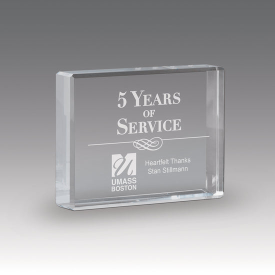 Etched Optic Crystal Paperweight
