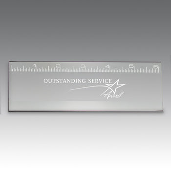 6" jade glass ruler featuring outstanding service message