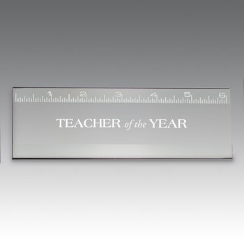 6" jade glass ruler featuring teacher of the year message