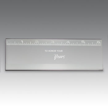 6" jade glass ruler featuring years of service message