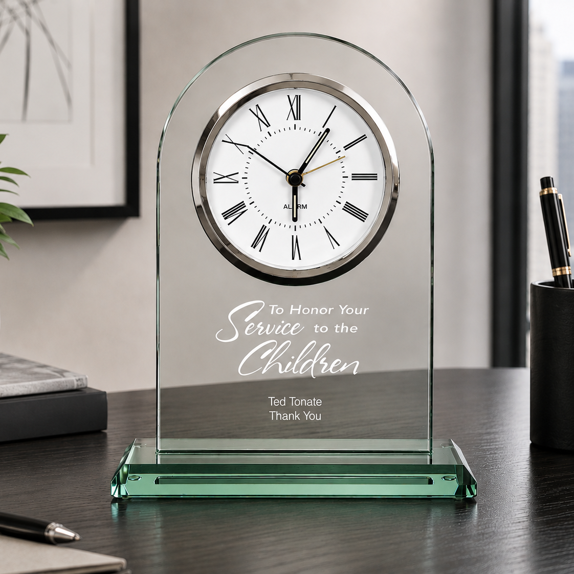 Premium Jade Glass Clock Award 