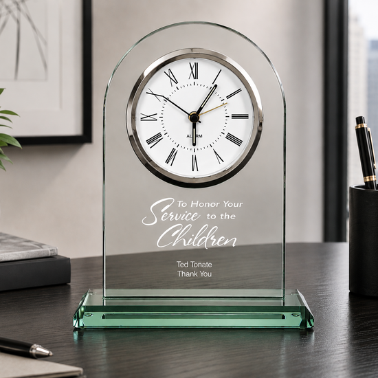 Premium Jade Glass Clock Award 