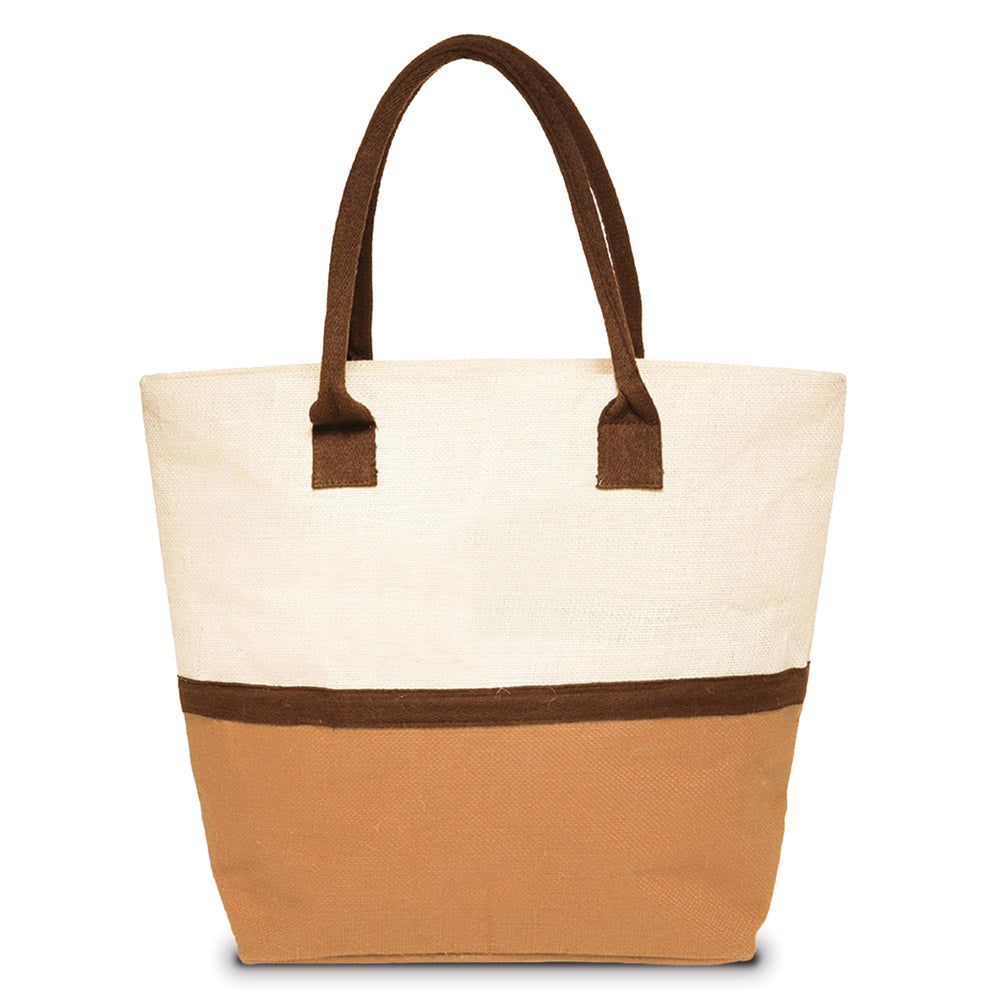 two-tone jute tote bag in natural base