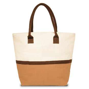 two-tone jute tote bag in natural base