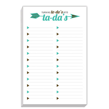 notepad with turning to-do's into ta-da's message