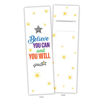 front and back of a believe you can bookmark