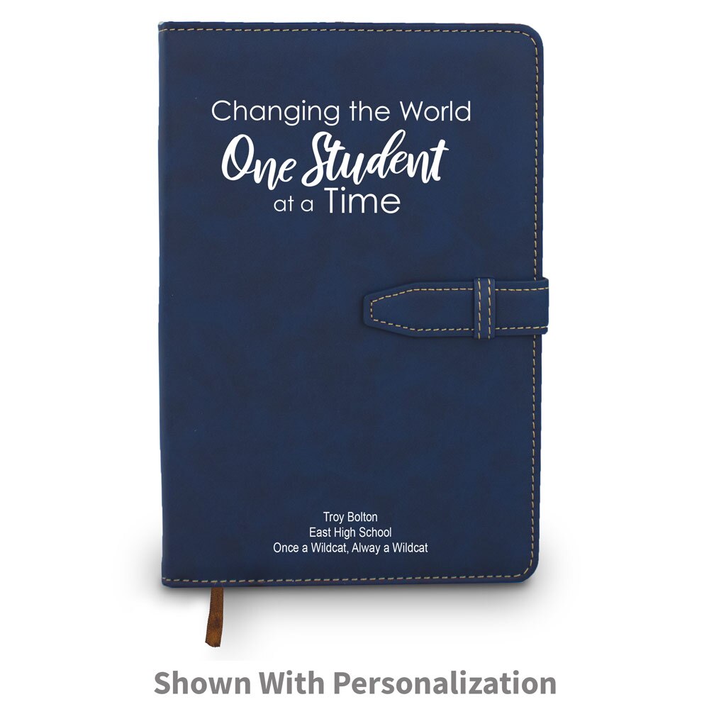 blue changing the world one student at a time hardbound journal with personalization