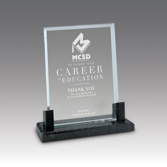 Crystal Award W/ Marble Base