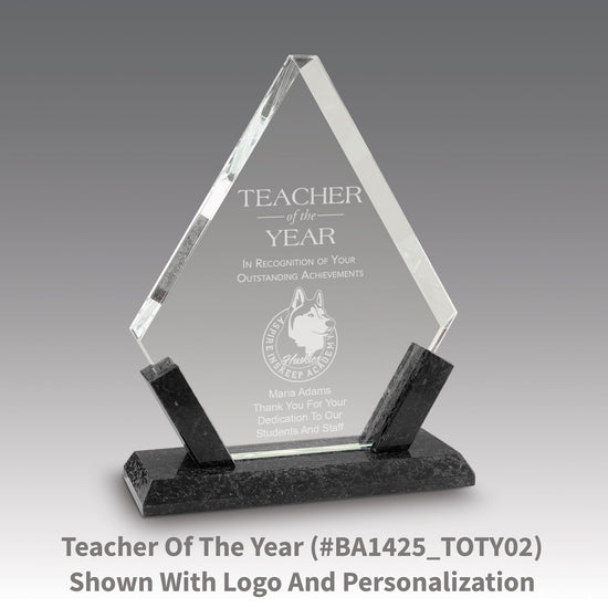 Crystal Diamond Award With Marble Base