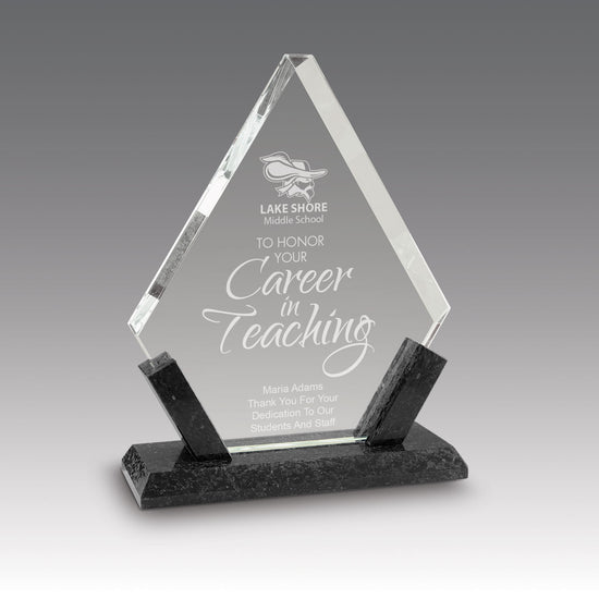 Crystal Diamond Award With Marble Base