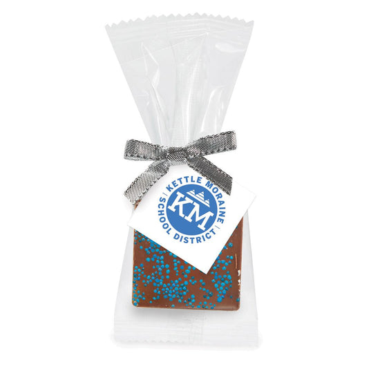 chocolate square the blue sprinkles and custom logo card