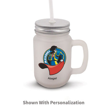 frosted mason jar with custom logo