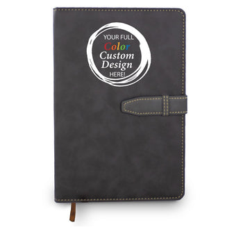 Hardbound journal with tab and loop closure. Featuring your full-color logo on the cover.