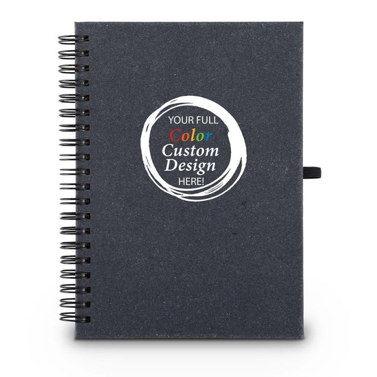 Hardbound spiral journal notebook with sticky notes & flags inside. Featuring your full-color logo on the cover.