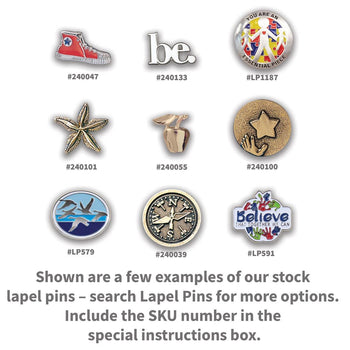 nine lapel pin options for message card